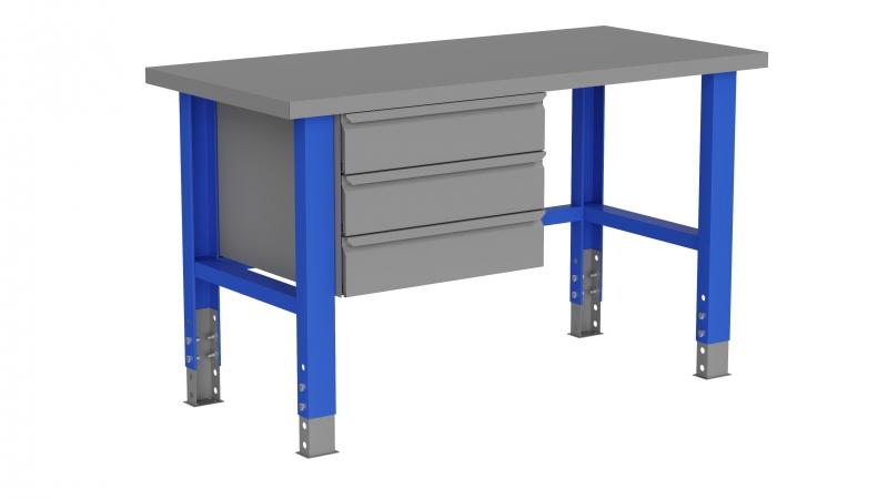 Стол металлический промышленный 1500 мм PRF-CMP модуль с 3 ящиками